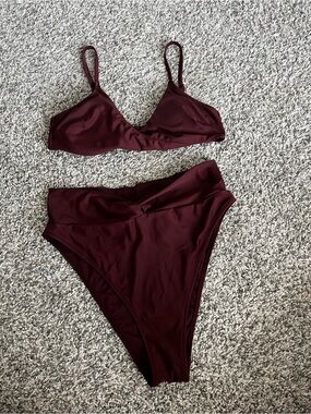 aerie Deep Burgundy High-Waist Bikini Bottoms